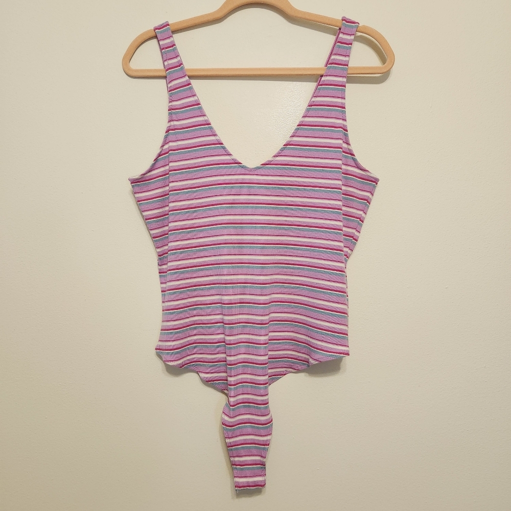 Wild Fable Horizontal Stripe Vneck Bodysuit